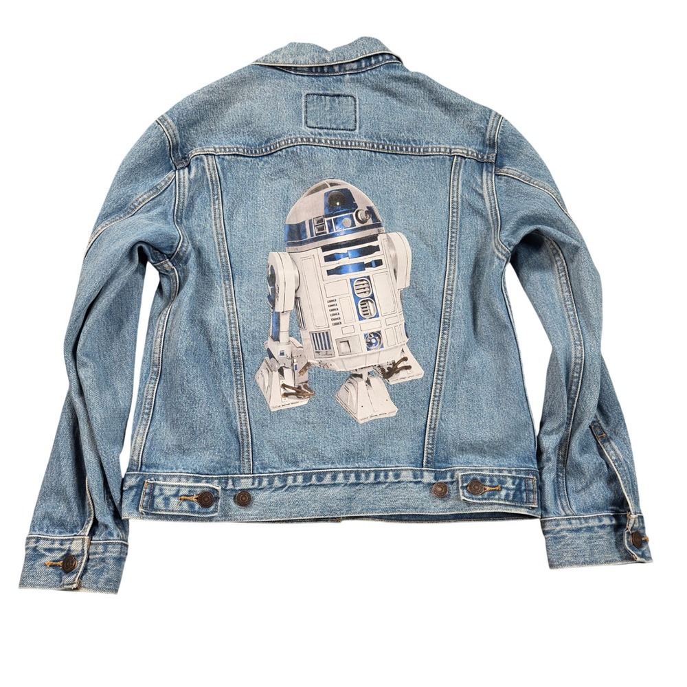 Levis x Star Wars R2-D2 Denim Trucker Jacket Light Wash Blue XS Art Decho